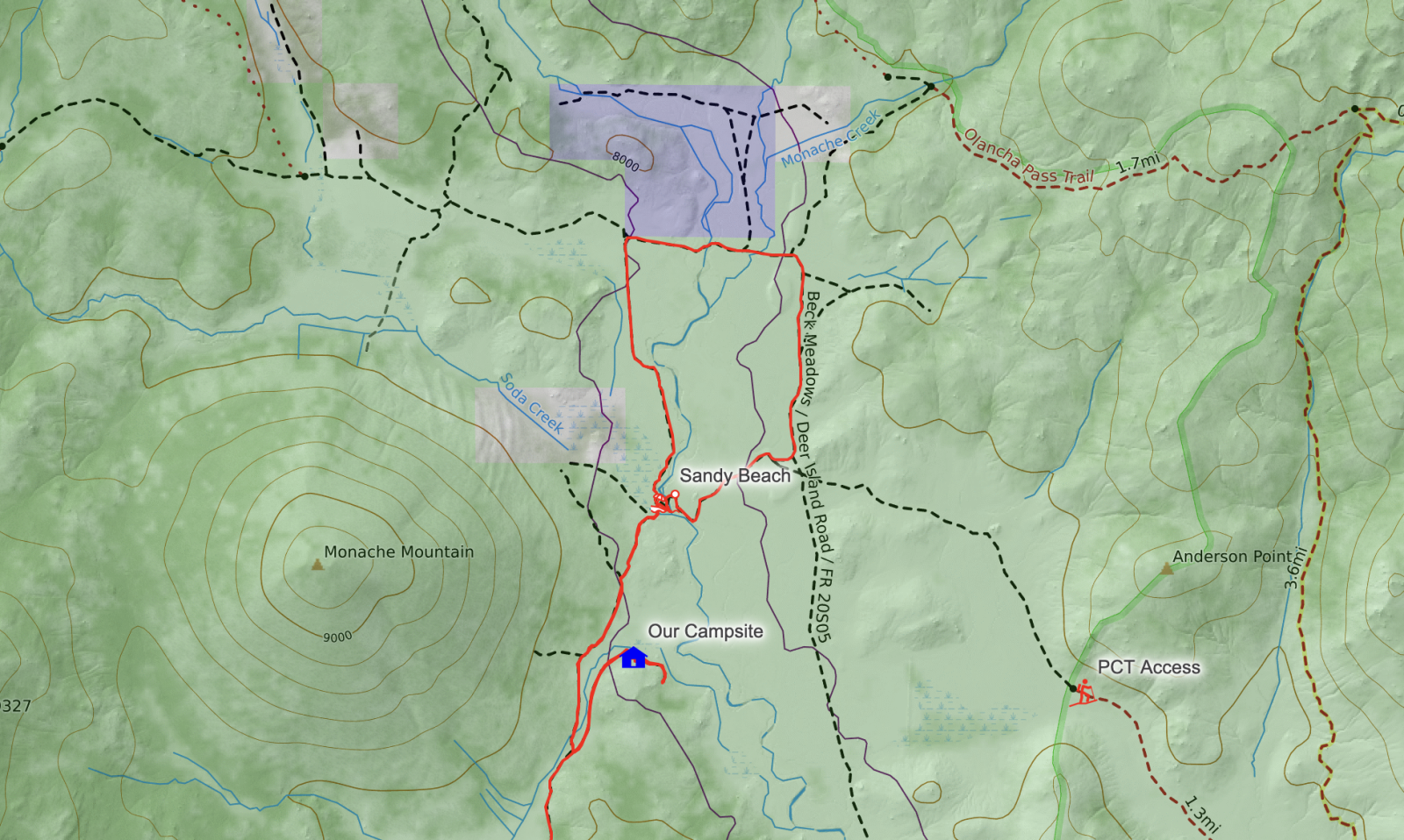 Monache Meadows Map