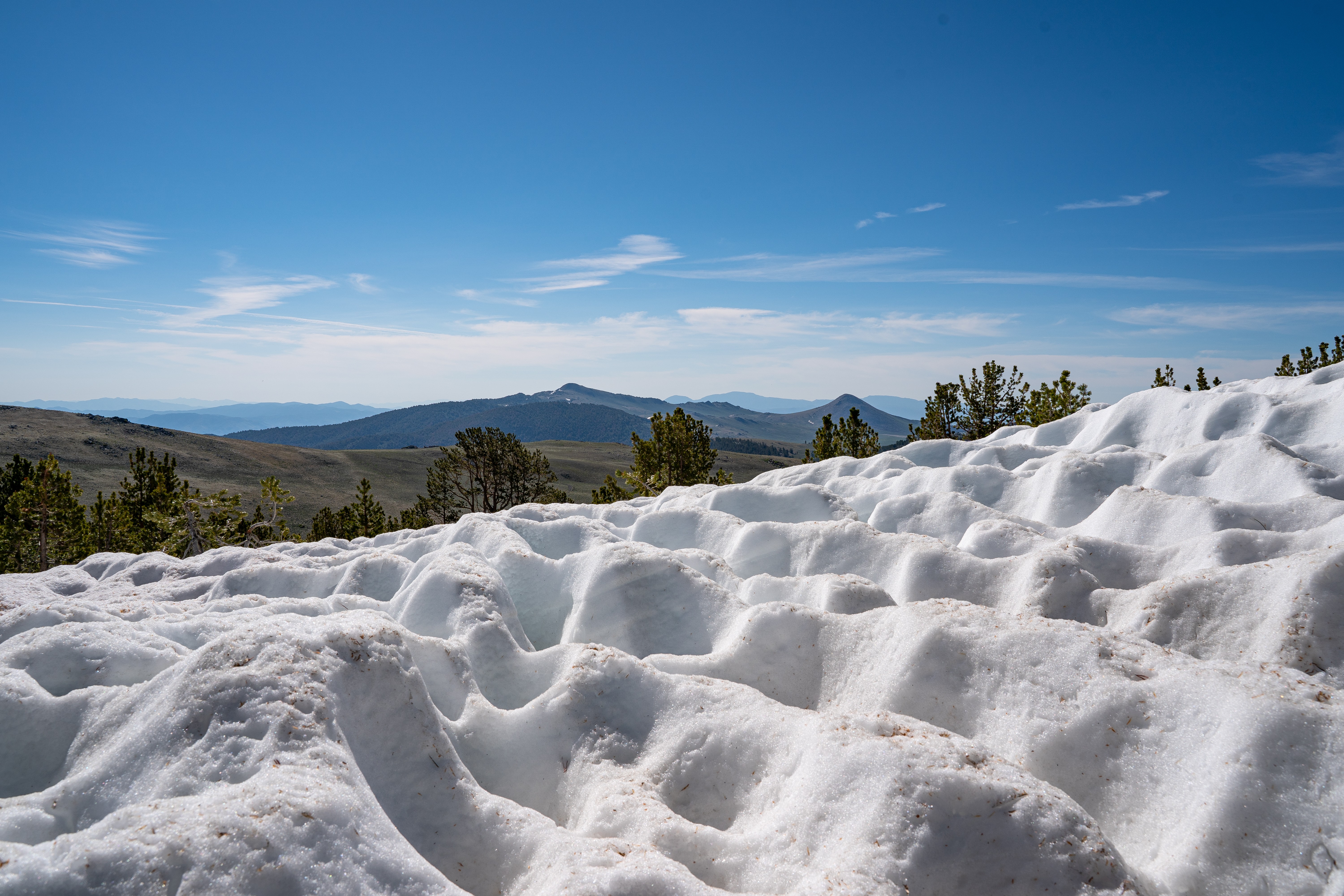 mcj07787.jpeg Sun-cupped snowfield below the summit ridge in Coyote Flats