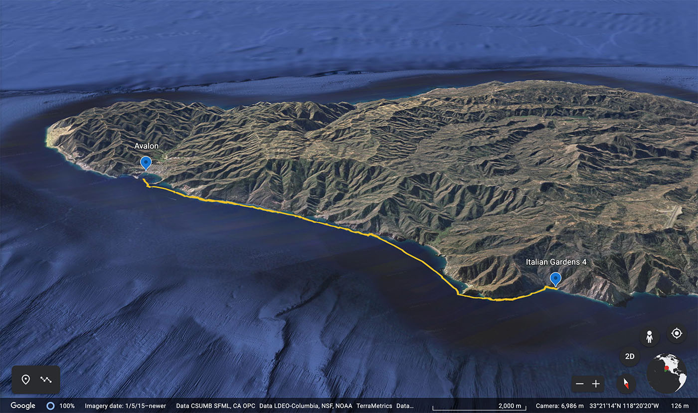 Map of the first-day kayak route from Avalon to Italian Gardens 4