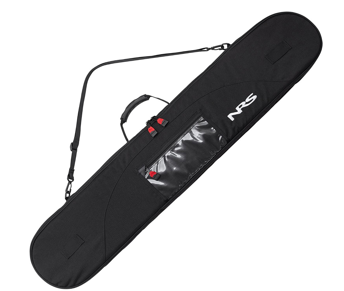 Black NRS padded kayak paddle bag with carrying strap